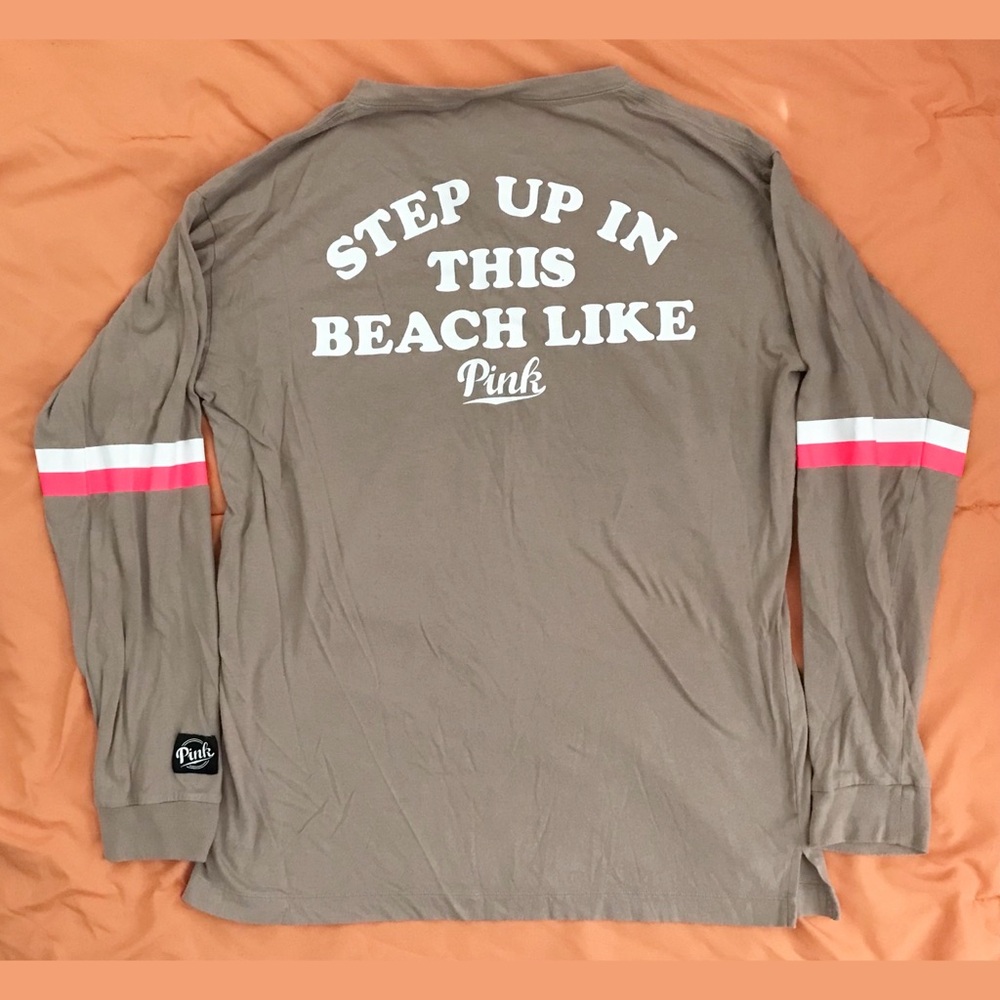 PINK Victoria's Secret Brown Long Sleeve with Graphic Text